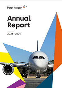 Front view of plane on runway within colourful facets