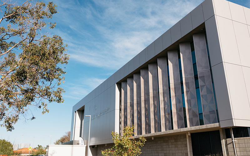 Building exterior at Skyfields' office park
