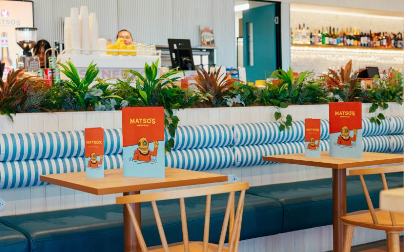Table setting at Matso's Brewhouse Perth Airport T1 International 