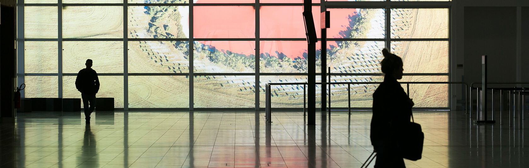 Window glazing treatment at T2 by photographer Christian Fletcher