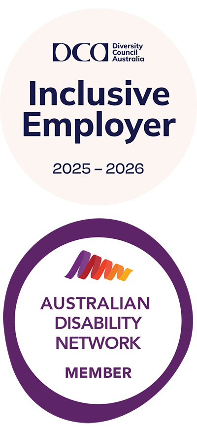 Perth Airport is proud to show the Diversity Council Australia Inclusive Employer 25/26 badge and Australian Disability Network Member badge