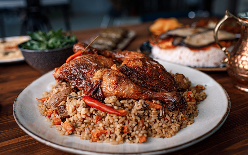 Saudi Arabian dishes on a table 